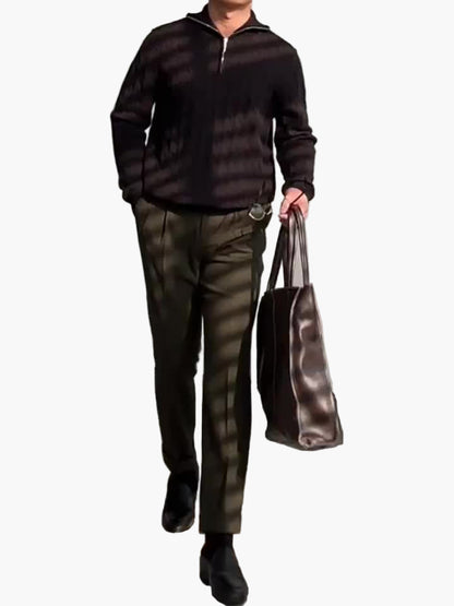 Heren trui met halve rits, casual stijl, met kabelpatroon voor herfst-winter
