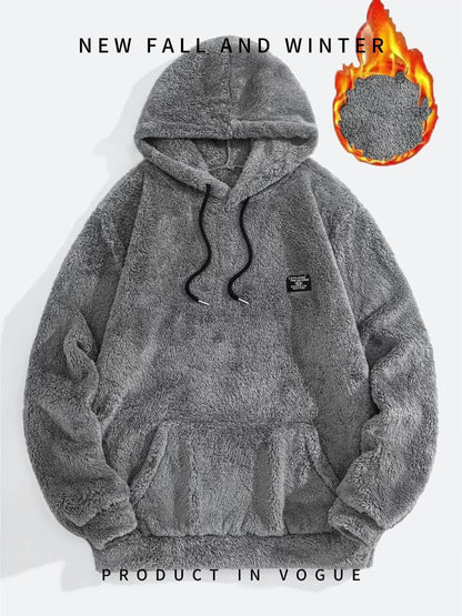 Sweat à Capuche Molletonné Chaud avec Cordon de Serrage et Poche Kangourou