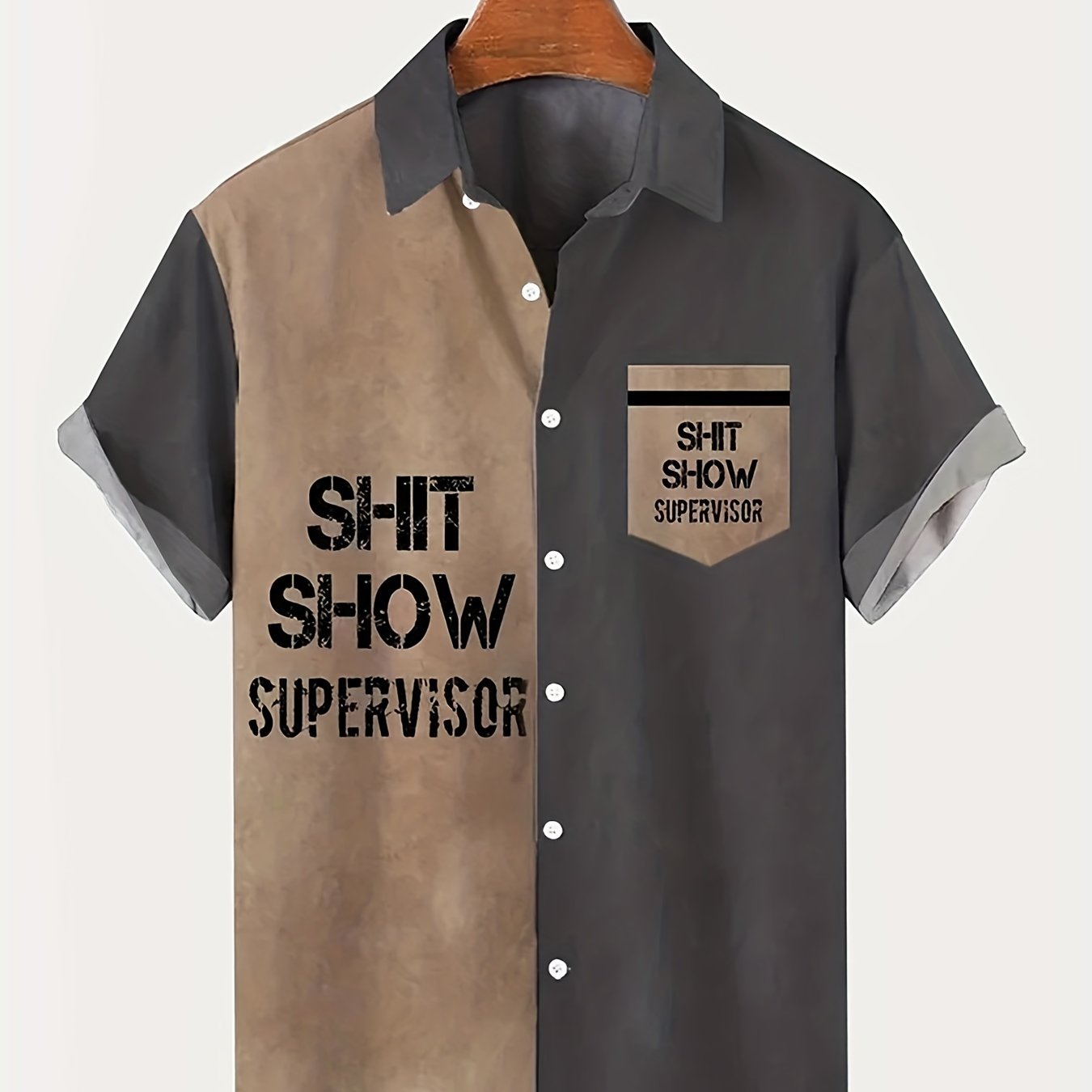 Chemise homme vintage humoristique manches courtes – Style superviseur « Shit Show », décontractée, été