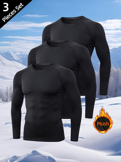 Ensemble Sous-vêtements Thermiques Homme Noir Manches Longues Lot de 3