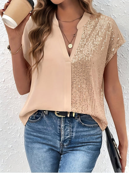 Elegant women's blouse with a chic V-neck style for office and outings
