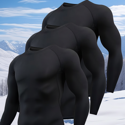 Ensemble Sous-vêtements Thermiques Homme Noir Manches Longues Lot de 3