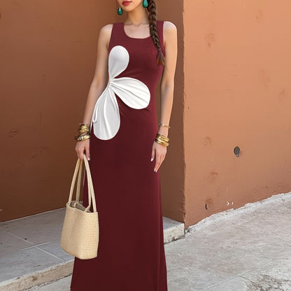 Robe moulante à fleurs découpée pour femme, style estival élégant