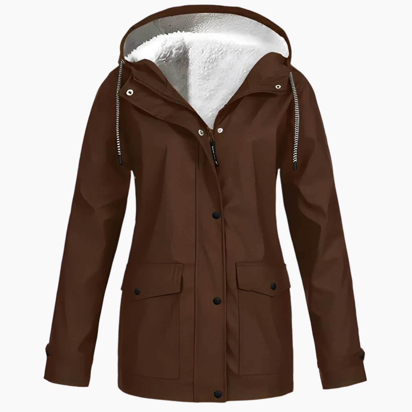 Chaqueta impermeable para mujer estilo urbano forrada con polar para invierno y lluvia