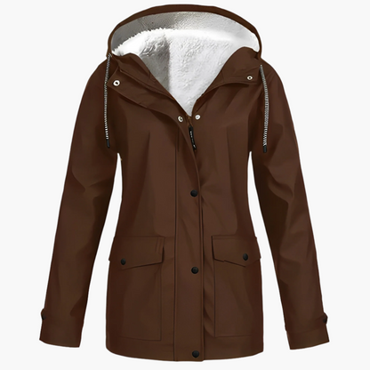 Chaqueta impermeable para mujer estilo urbano forrada con polar para invierno y lluvia