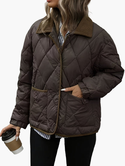 Gesteppte Damenjacke im Vintage-Stil, ideal für Herbst und Winter