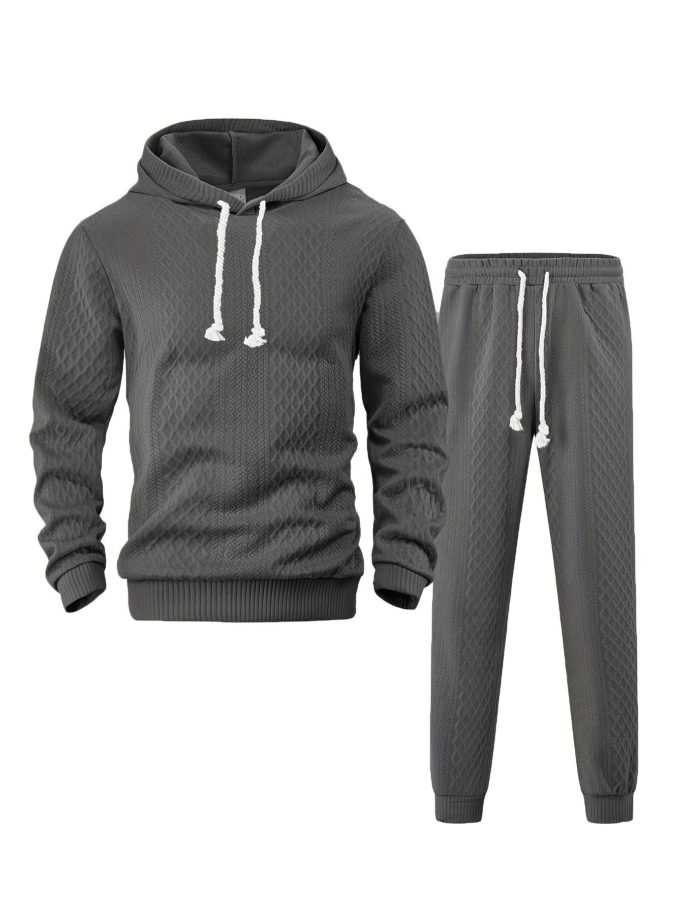 Ensemble Survêtement Homme à Capuche Texture Chevron et Losange – Style Décontracté