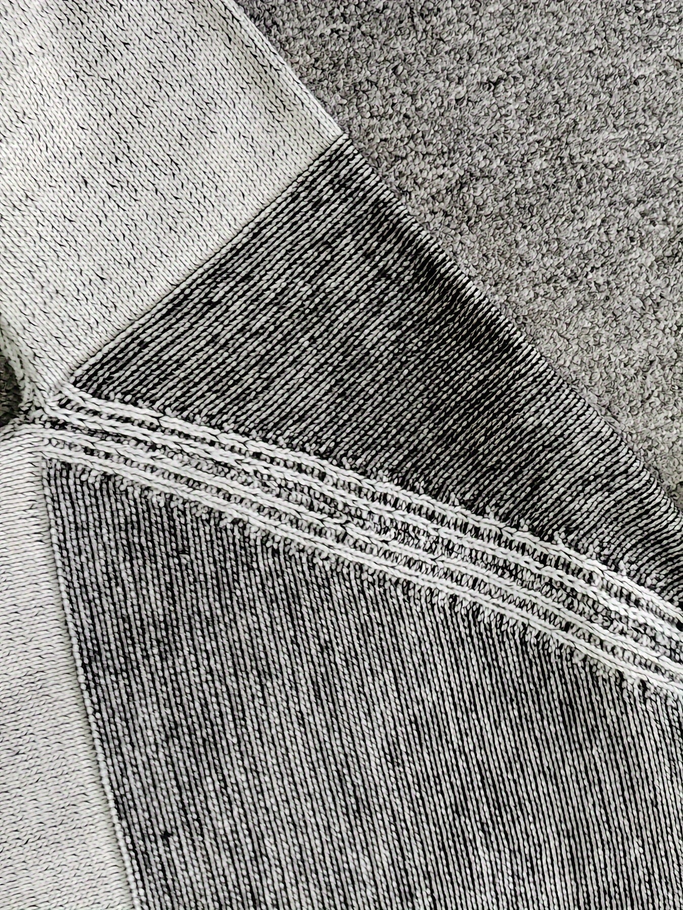 Sweat à Capuche Homme Bicolore Gris Tricot Texturé