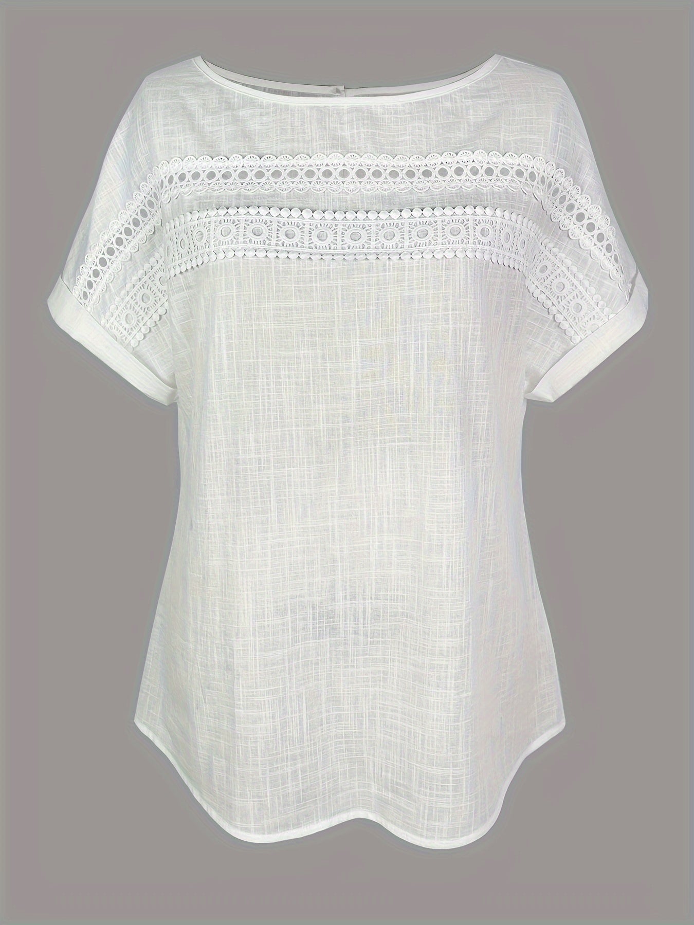 Elegant blus för kvinnor med spets, avslappnad stil, sommar och vår
