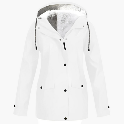 Chaqueta impermeable para mujer estilo urbano forrada con polar para invierno y lluvia