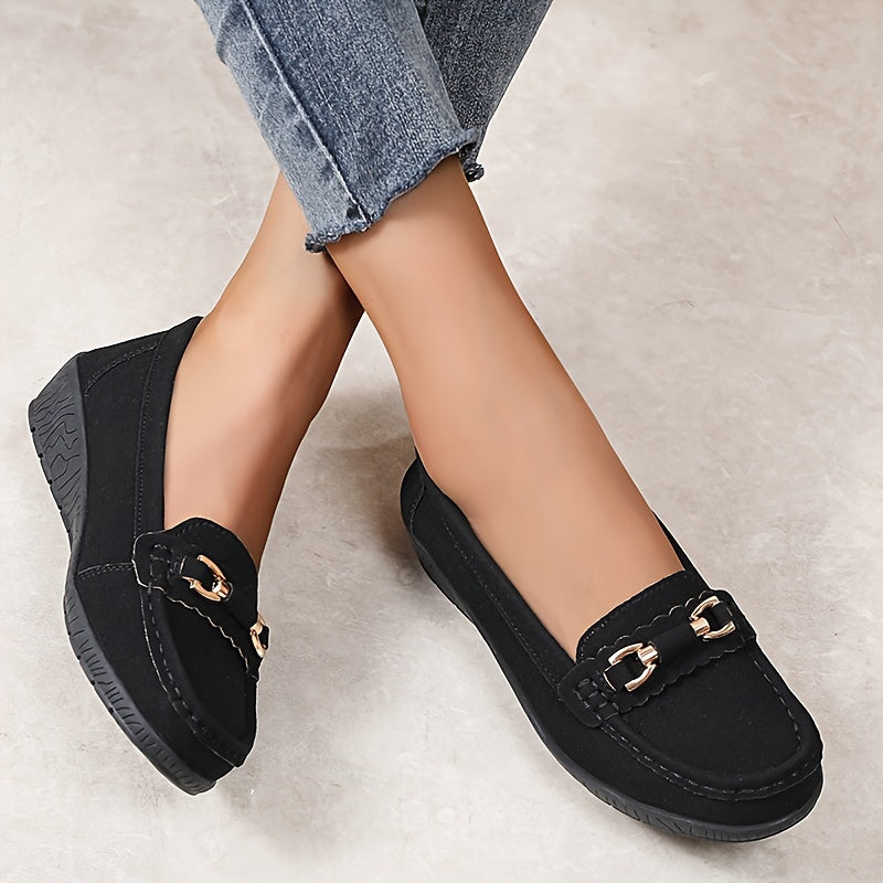 Casualowe mokasyny damskie w stylu slip-on z elegancką klamrą