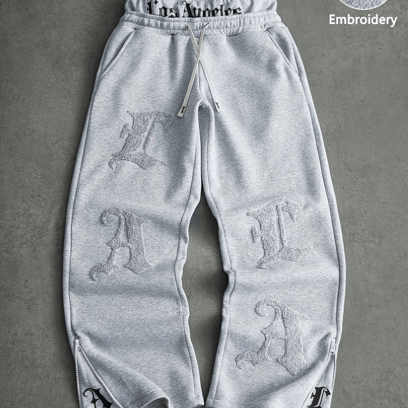Pantalon de jogging ample brodé noir pour homme