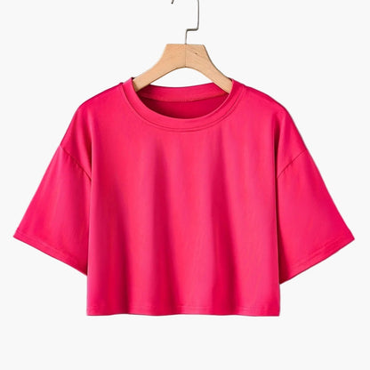 T-shirt court décontracté pour femme à manches courtes style urbain