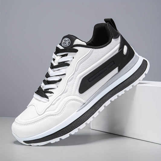 Baskets basses bicolores pour homme semelle épaisse lacets