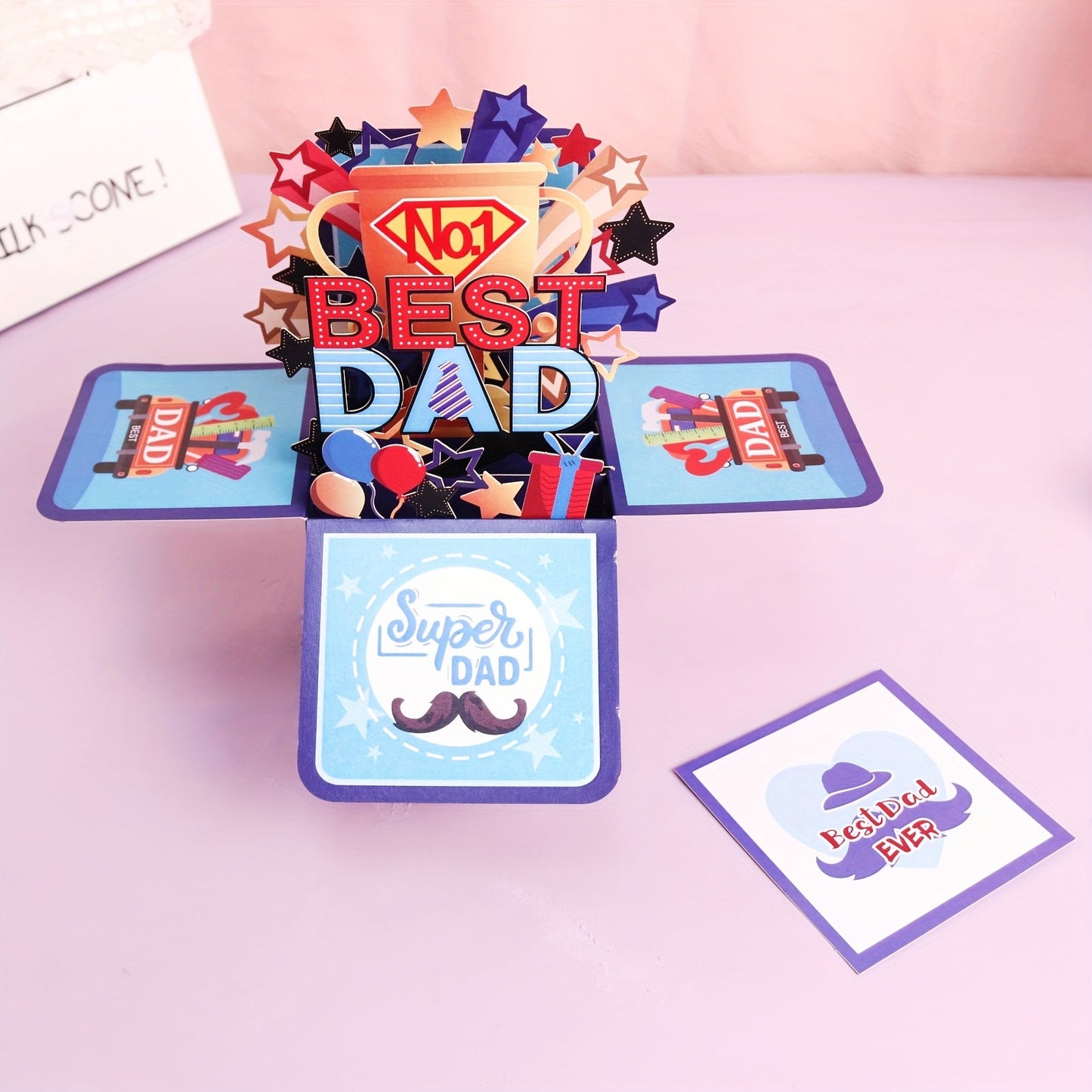 Tarjeta Pop-Up 3D Día del Padre para Hombre – Tarjeta de Felicitación Sorpresa de Cumpleaños, Estilo Festivo Súper Papá
