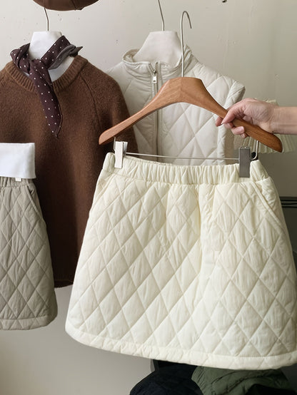 Jupe courte matelassée coupe trapèze taille élastique pour femme