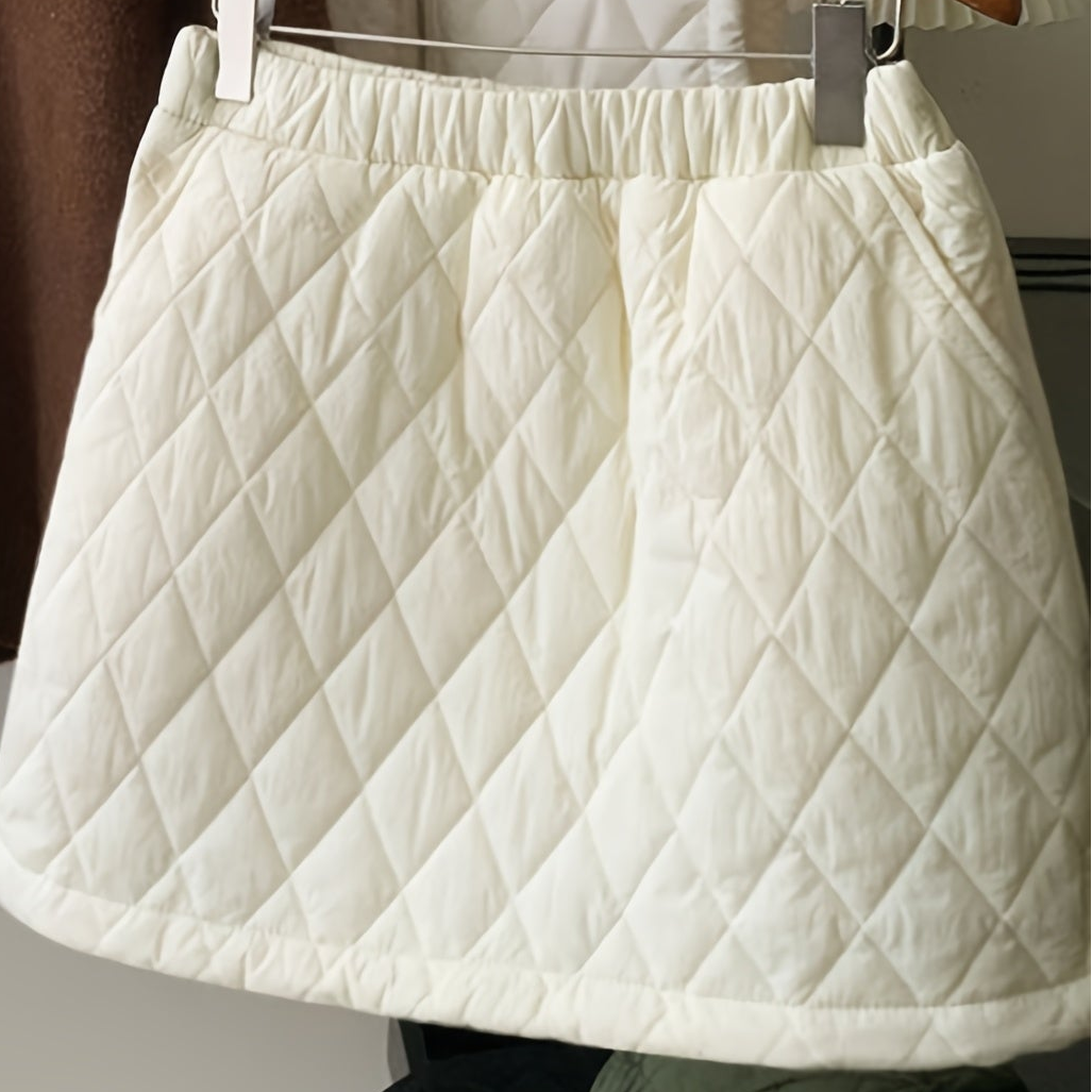 Jupe courte matelassée coupe trapèze taille élastique pour femme
