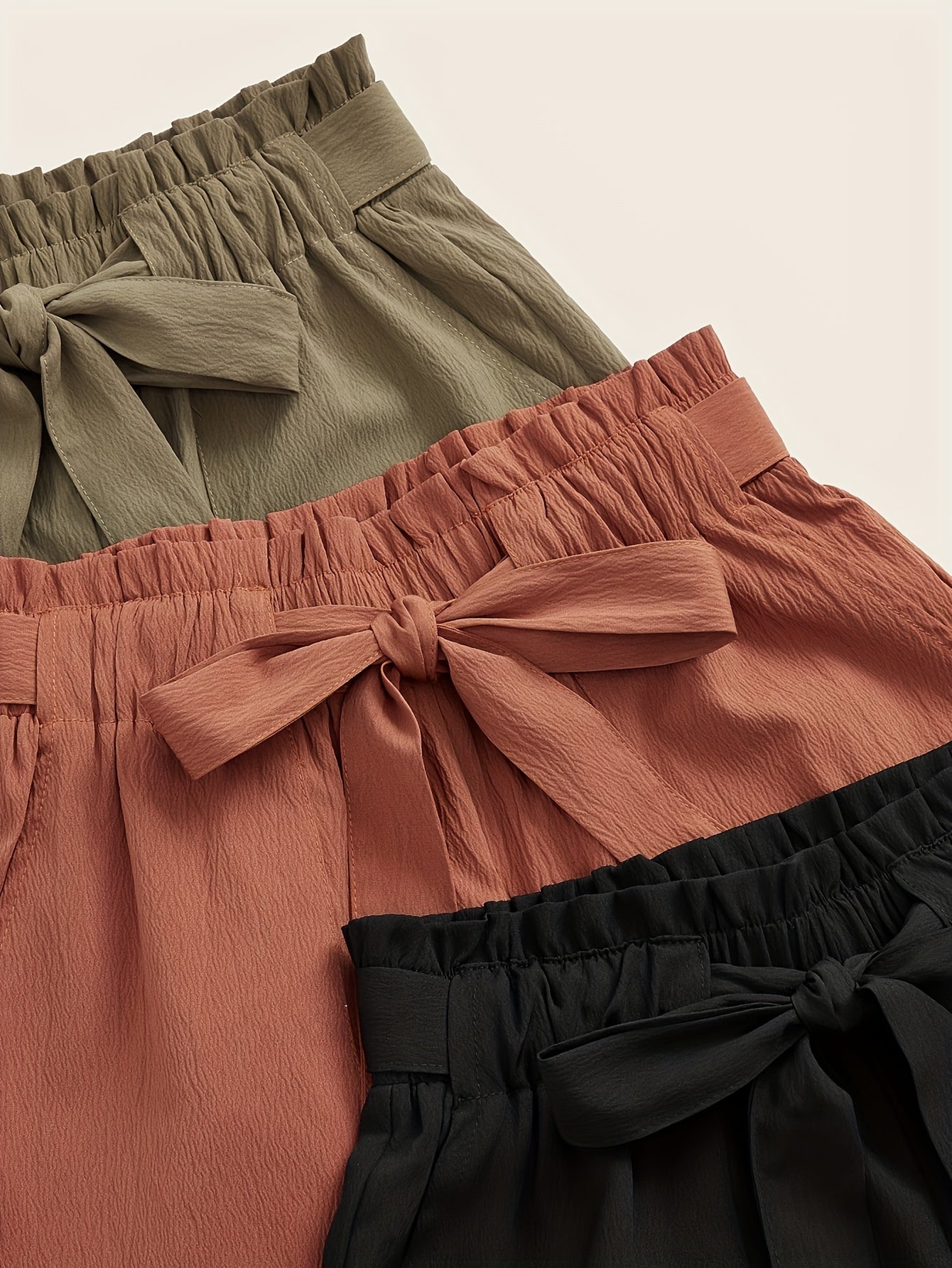Short d'été taille haute avec ceinture nouée pour femme, style décontracté plage vacances