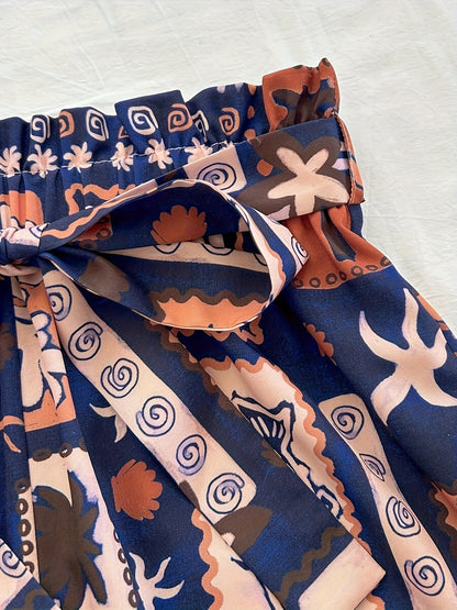 Ensemble coordonné pour femme, style tropical, top ajusté et short taille haute, idéal vacances et été