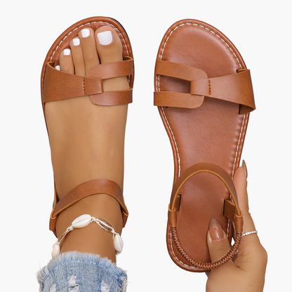 Avslappnade platta sandaler för dam med ankelremmar, urban sommarstil