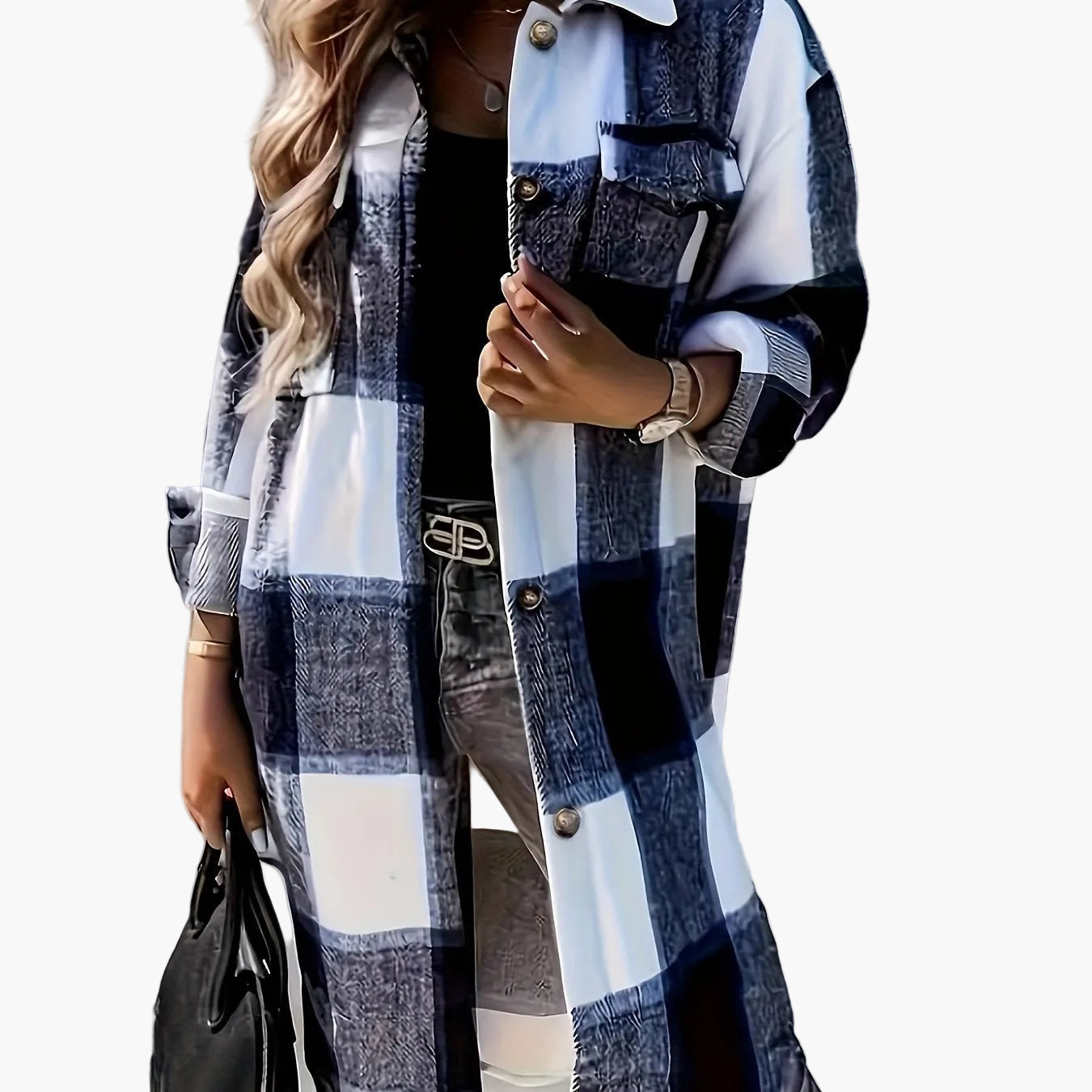 Chaqueta Camisa de Cuadros Estilo Casual para Mujer - Ideal para Media Temporada