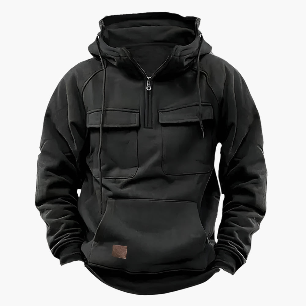 Vinter-hoodie med lynlås i militærstil til mænd – Daglig komfort og varme