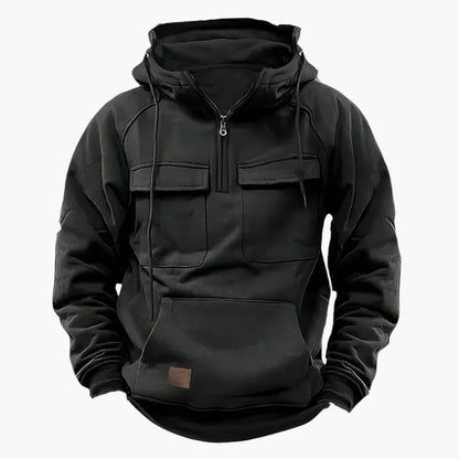 Vinter-hoodie med lynlås i militærstil til mænd – Daglig komfort og varme
