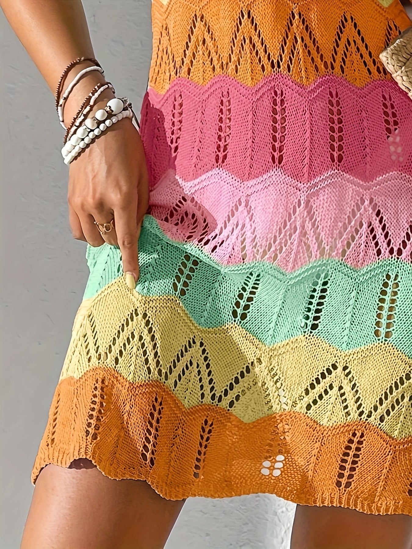 Mini-Boho-Kleid aus Maschenware für Damen – lässiger Urlaubs- und Sommerstil