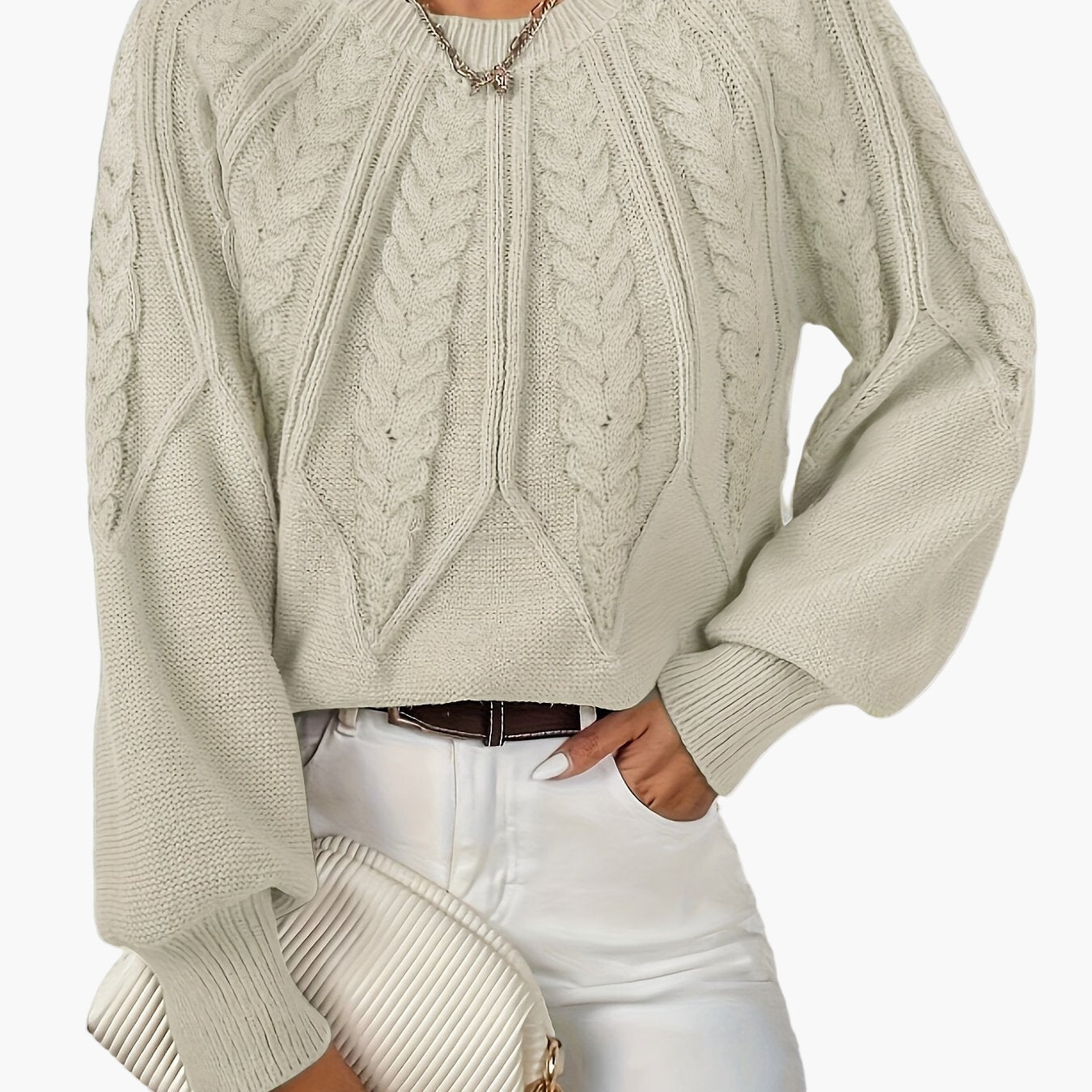 Pull Femme Style Décontracté Chic à Motif Torsadé pour Automne et Printemps