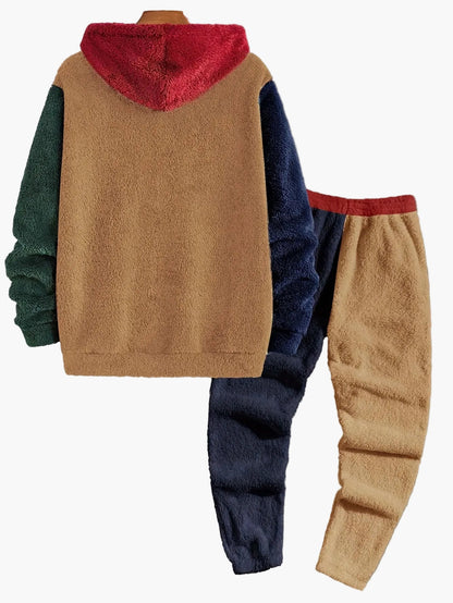 Avslappnat herrset med huva i fleece-stil för höst och vinter