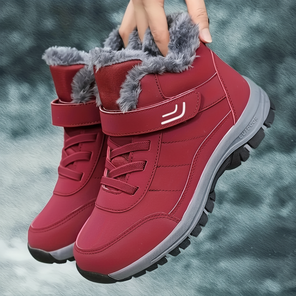 Chaussures montantes fourrées hiver avec semelle antidérapante et fermeture auto-agrippante