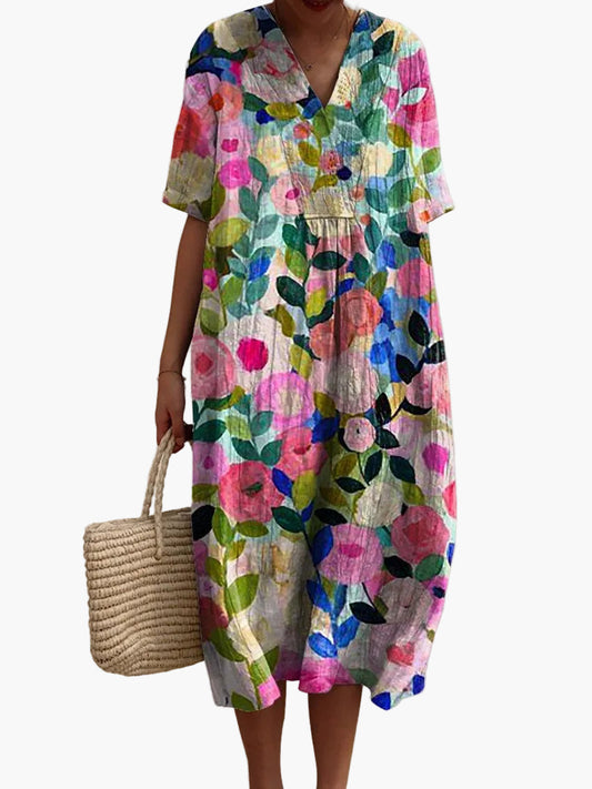 Robe d'été décontractée femme coupe ample style floral bohème