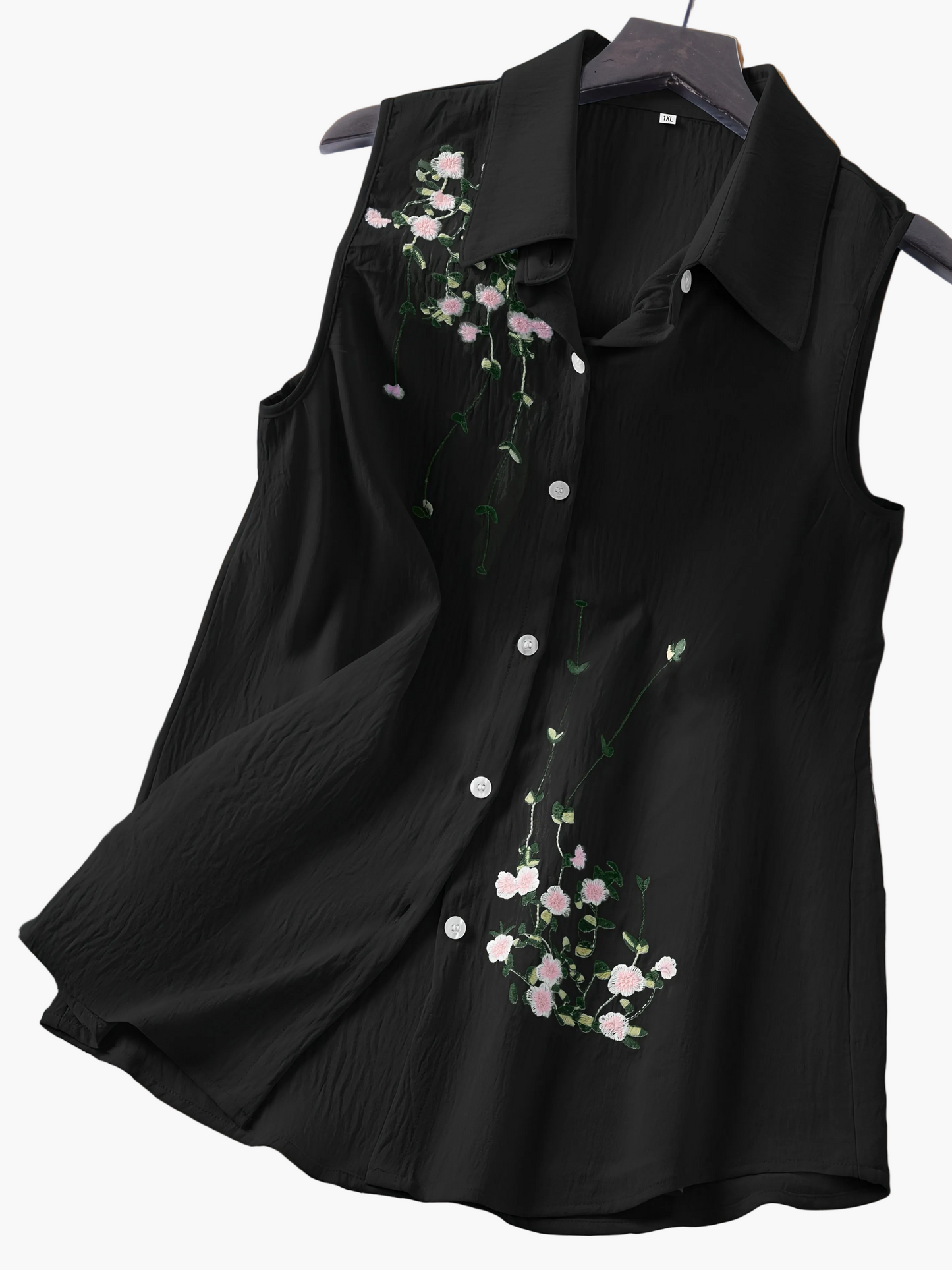 Chemisier sans manches femme style élégant avec broderie florale - Usage quotidien ou bureau