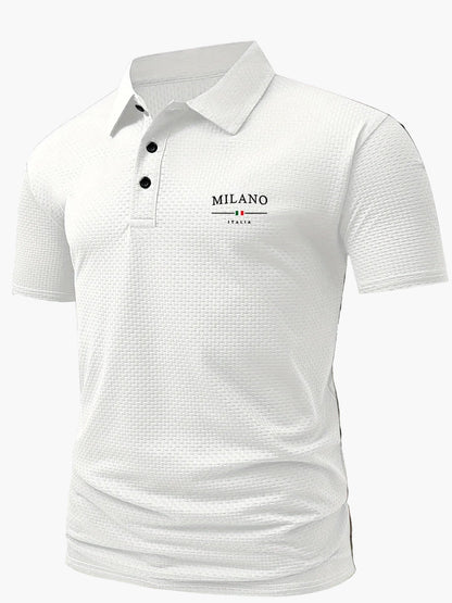 Elegantes Herren-Poloshirt im italienischen Stil mit geometrischem Muster für einen casual-chicen Look  