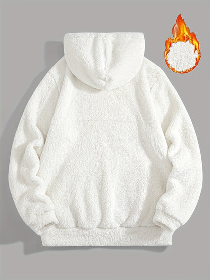 Sweat à Capuche Molletonné Chaud avec Cordon de Serrage et Poche Kangourou