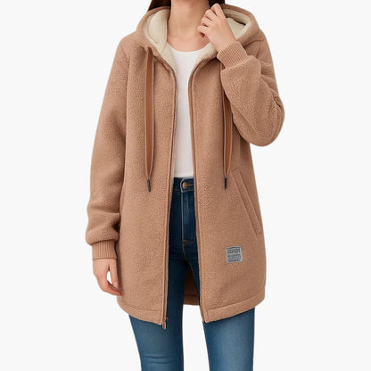 Chaqueta polar con capucha estilo casual para mujer - Ideal para otoño e invierno