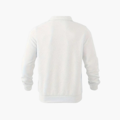 Sudadera para hombre estilo vintage con cuello con cremallera y motivo geométrico – Elegancia casual para todas las ocasiones