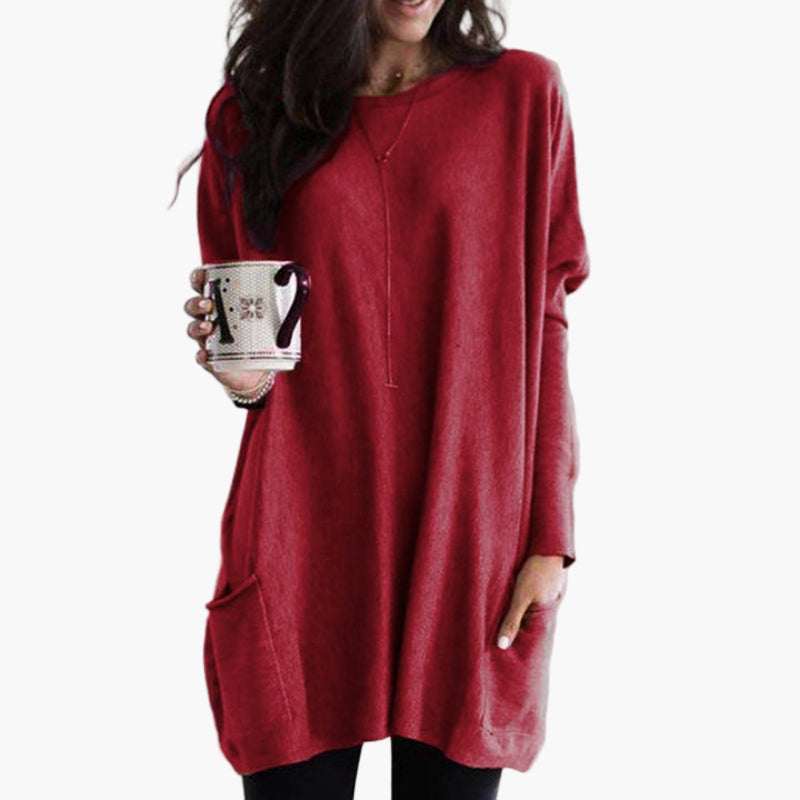 Robe pull longue décontractée pour femme – style ample et confortable, idéal pour l’automne et l’hiver