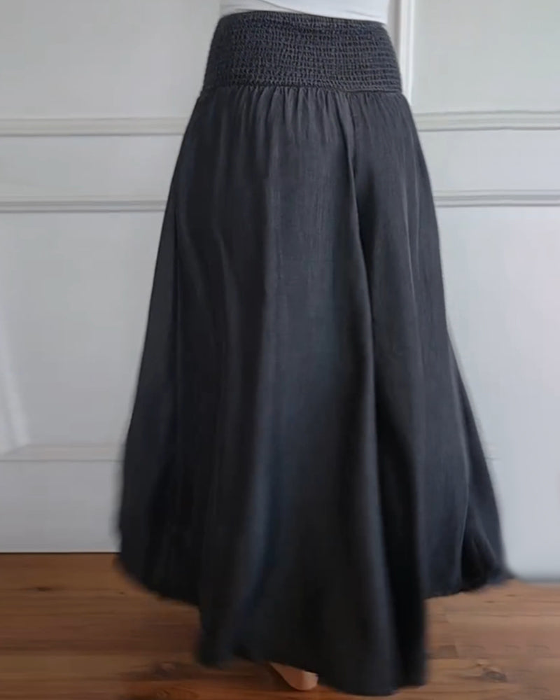 Pantaloni larghi a vita alta stile bohémien per donna, taglio fluido e comodo, ideali per tutti i giorni e il relax