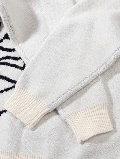 Pull en maille unisexe avec motif Planète et étoiles à col rond