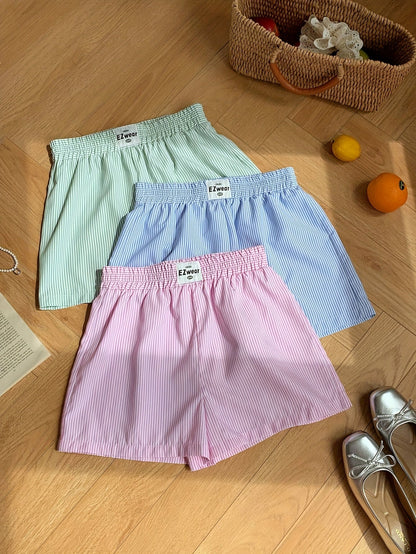 Shorts décontractés à rayures pour femme, lot de 3, style confortable pour la maison ou l'été