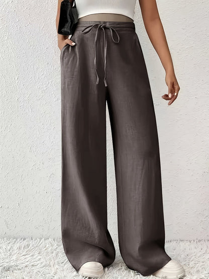 Luźne spodnie damskie z sznurkiem w pasie – Styl casual i modny