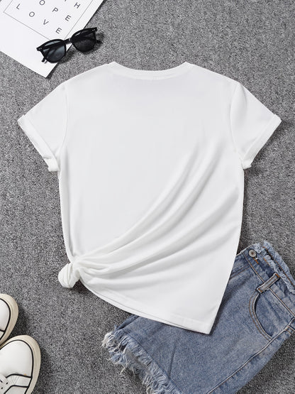 T-shirt femme style casual motif tournesol et papillons, imprimé tendance pour le printemps-été