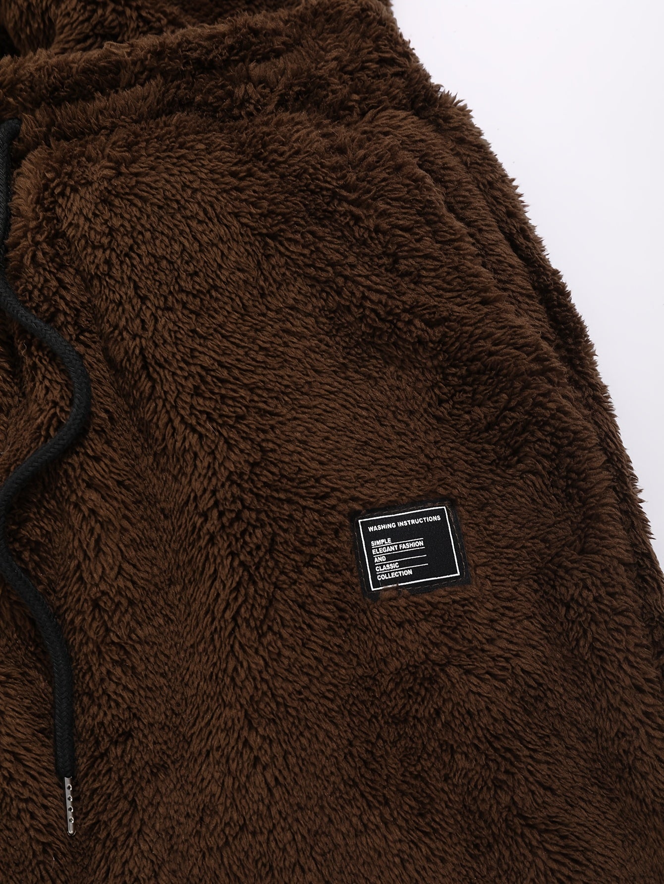 Ensemble Homme Doux en Peluche Marron avec Sweat à Capuche et Short