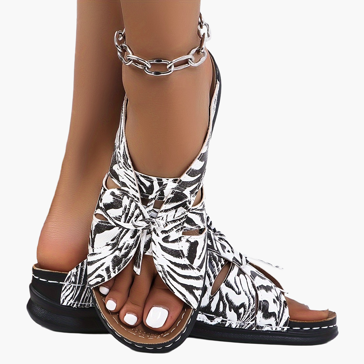Sandales décontractées à plateforme pour femme – Style estival confortable à enfiler, bout ouvert