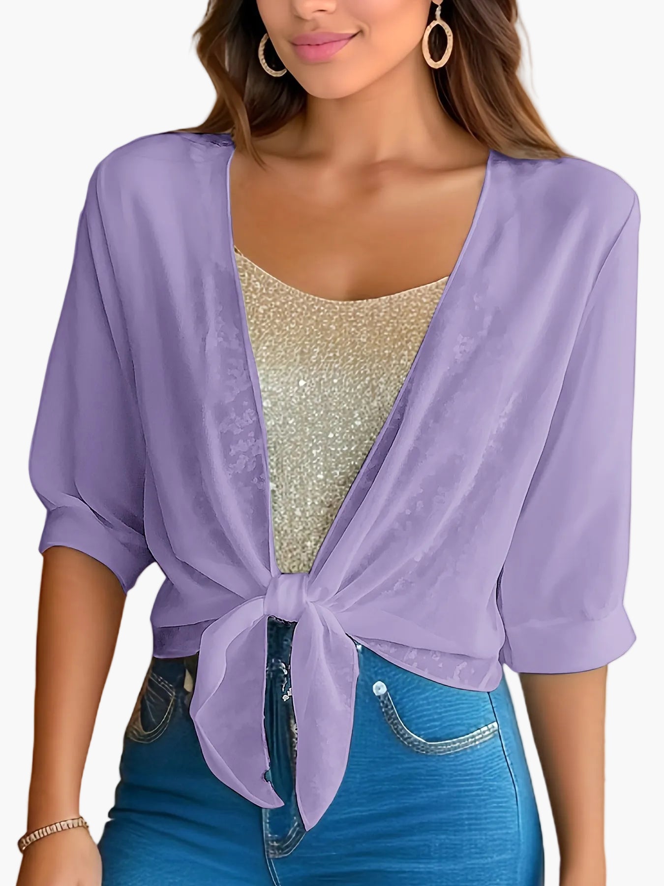 Blouse Femme Élégante à Nouer Style Décontracté Printemps Été