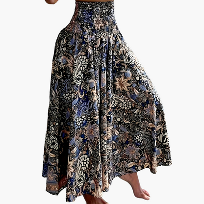 Falda larga de talle alto bohemia para mujer con estampados tropicales para el verano