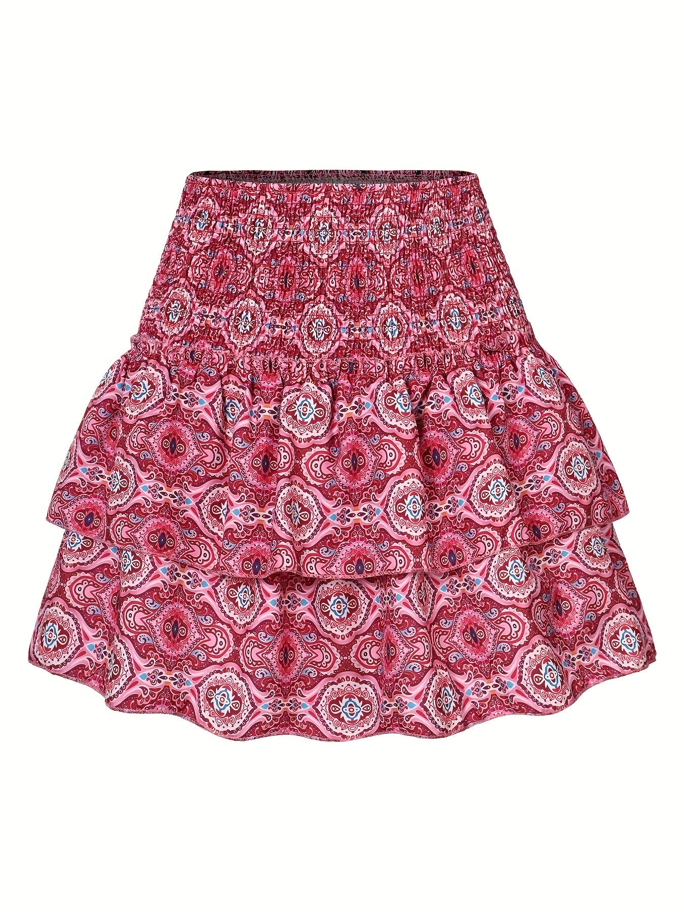 Short ruffled tropical-style skirt for women, elegant and summery