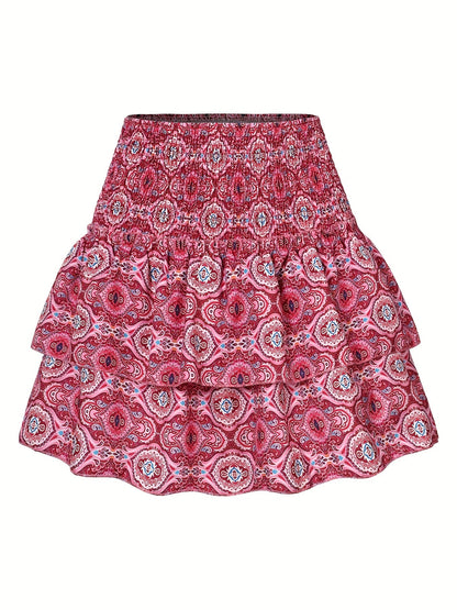 Short ruffled tropical-style skirt for women, elegant and summery