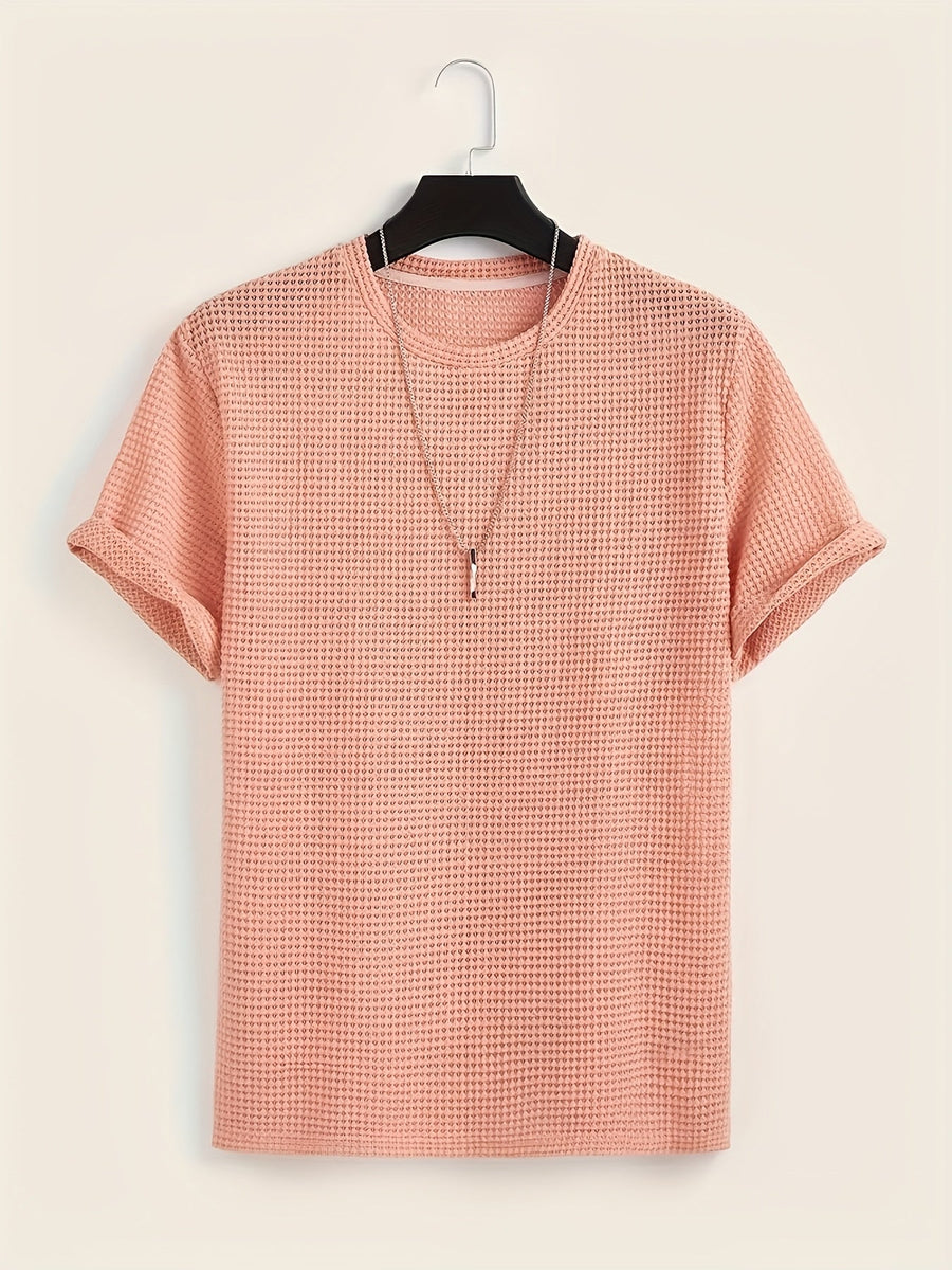 T-shirt décontracté à manches courtes pour homme style moderne avec texture ajourée